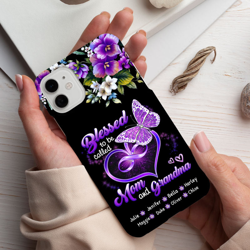 Purple Butterfly Blessed to be called Mom and Grandma Personalized Phone case SC279231
