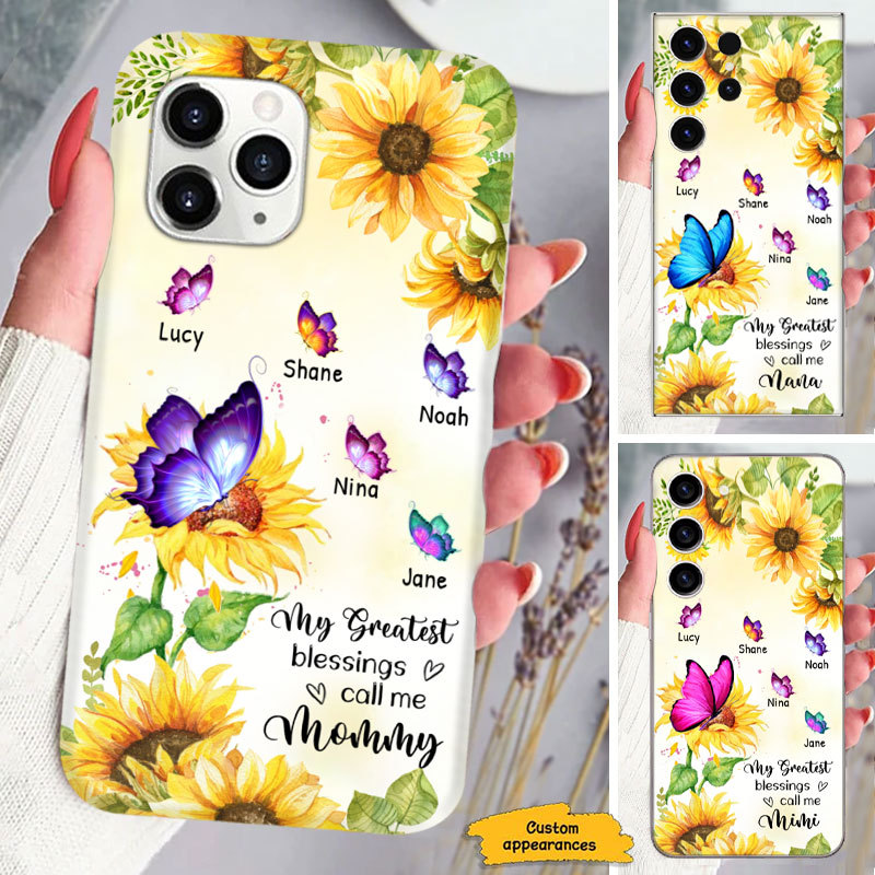 Sunflower Butterfly My Greatest Blessings Called Me Grandma Nana Mimi Gigi Personalized Phone Case SC1512437
