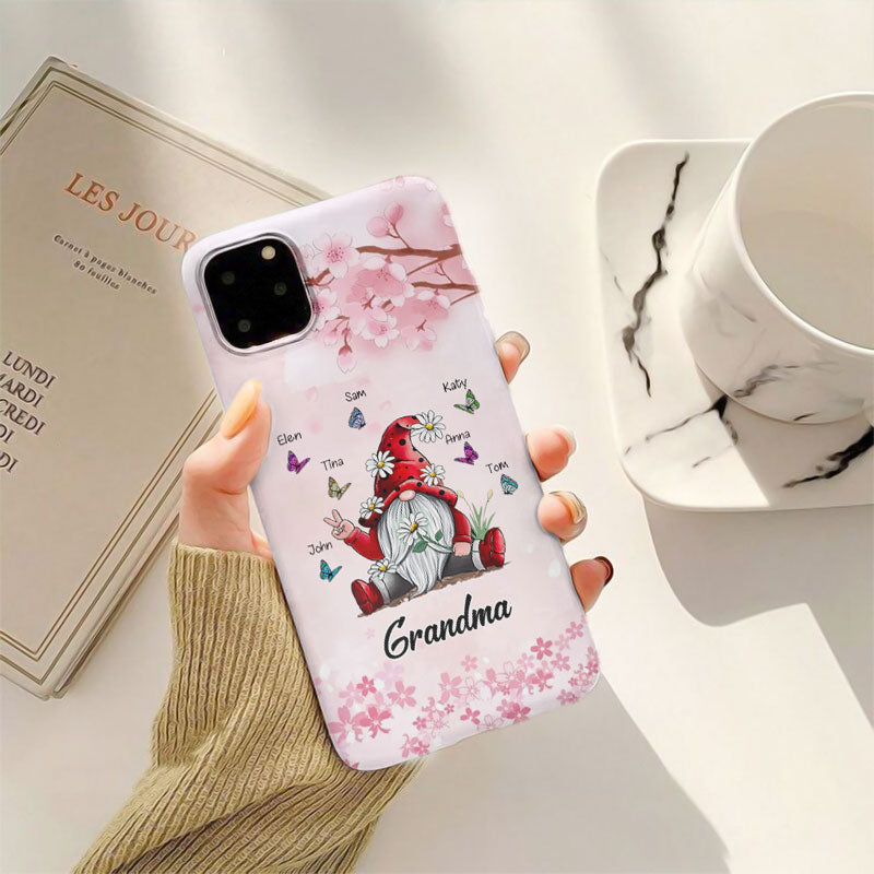Sunflower Gnome Butterflies Grandma With Grankids Personalized Grandma Phone Case