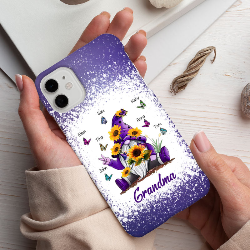 Sunflower Gnome Butterflies Grandma With Grankids Personalized Grandma Phone Case
