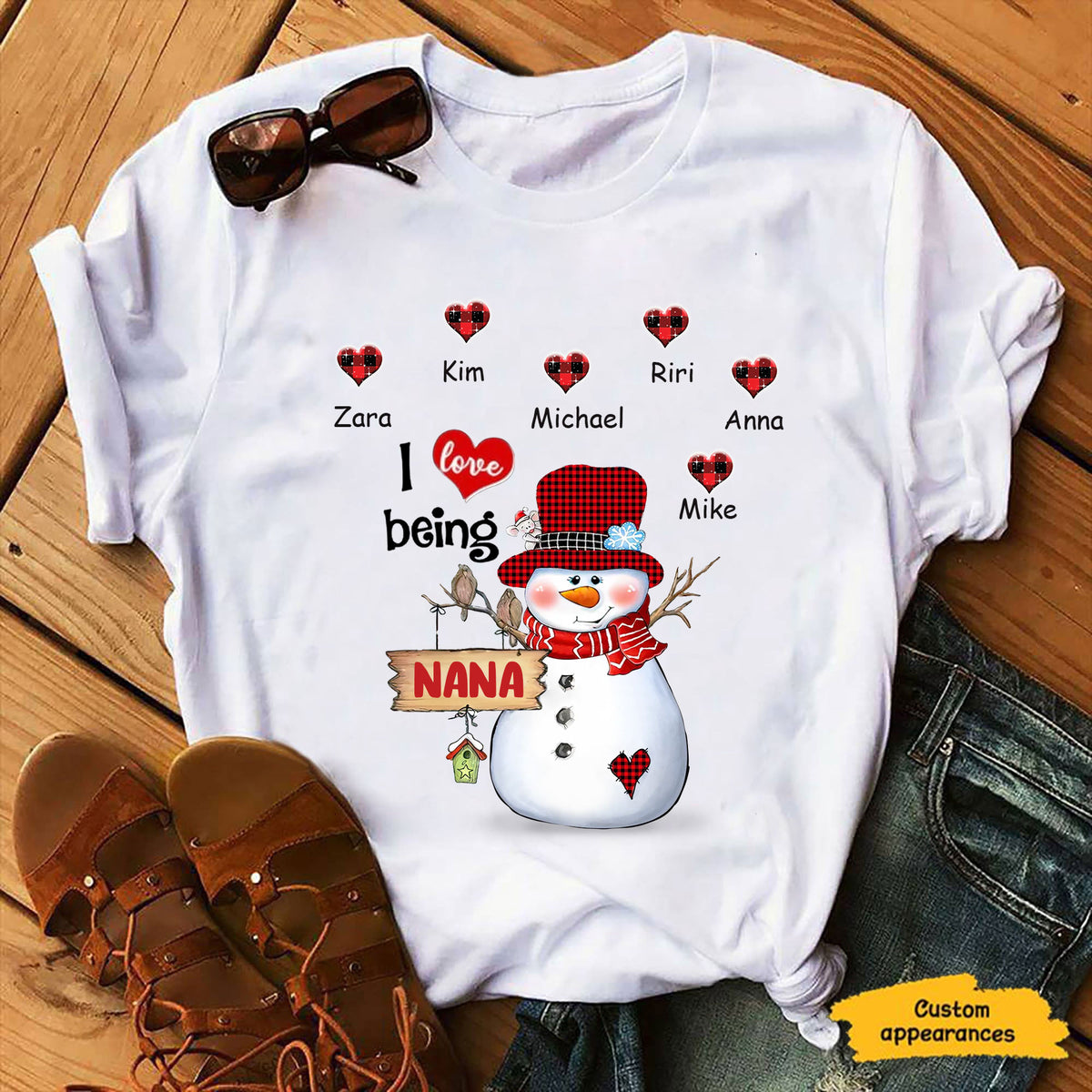 Snowman I Love Being Grandma Nana Mimi MOM Personalized Shirt