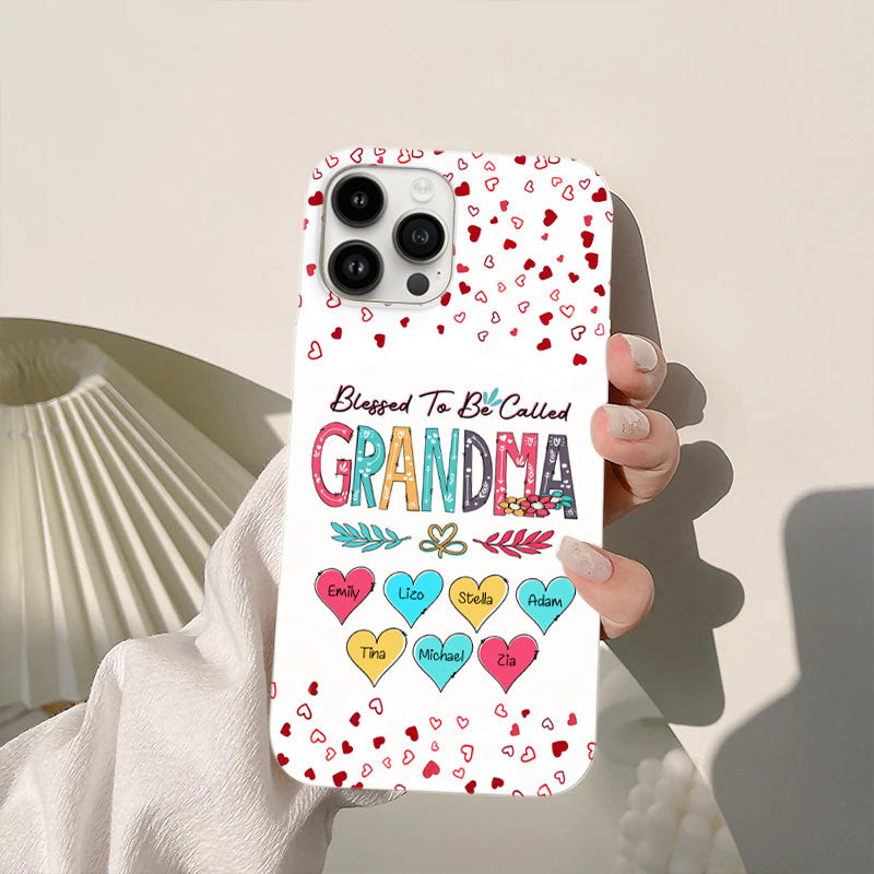 Blessed To Be Called Grandma Colorful Hearts Personalized Phone Case - mockup 3 of 5