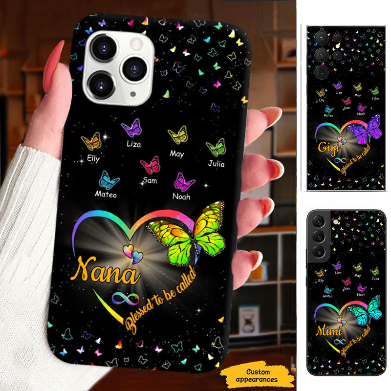Blessed To Be Called Grandma Rainbow Infinity Heart Butterfly Personalized Phone Case - mockup 2 of 8