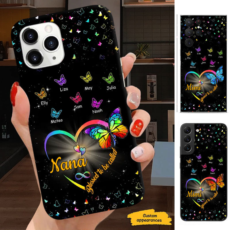 Blessed To Be Called Grandma Rainbow Infinity Heart Butterfly Personalized Phone Case - mockup 3 of 8