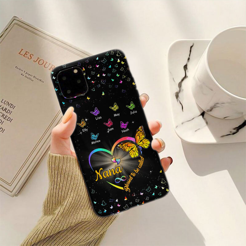 Blessed To Be Called Grandma Rainbow Infinity Heart Butterfly Personalized Phone Case - mockup 4 of 8