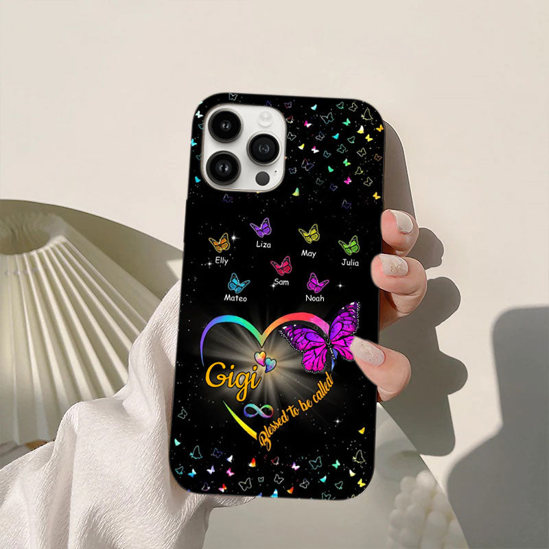 Blessed To Be Called Grandma Rainbow Infinity Heart Butterfly Personalized Phone Case - mockup 6 of 8