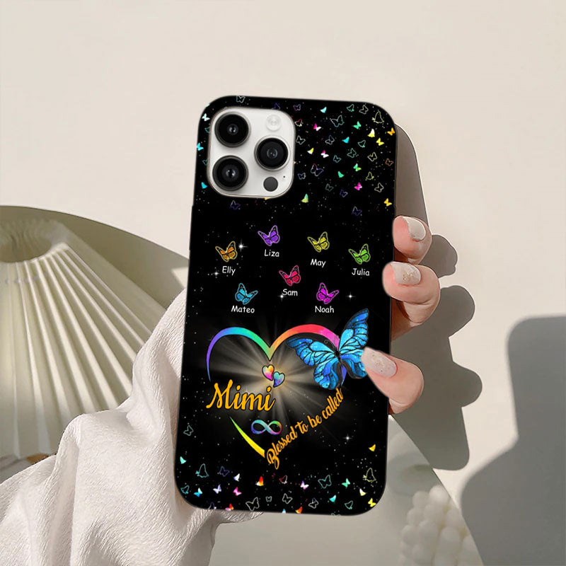Blessed To Be Called Grandma Rainbow Infinity Heart Butterfly Personalized Phone Case - mockup 7 of 8