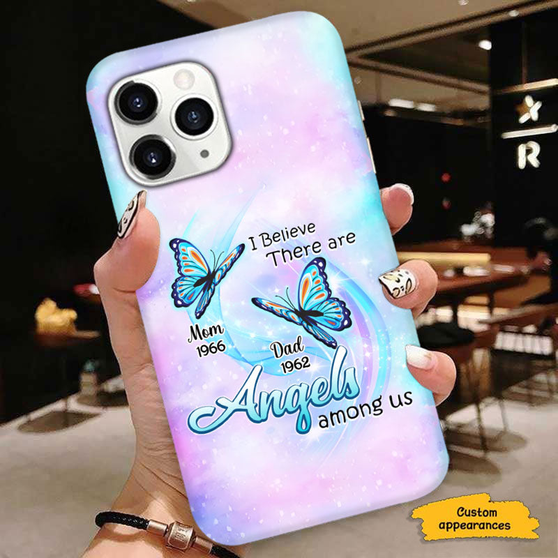 Butterflies I Believe There Are Angels Among Us Memorial Personalized Phone Case - mockup 3 of 6