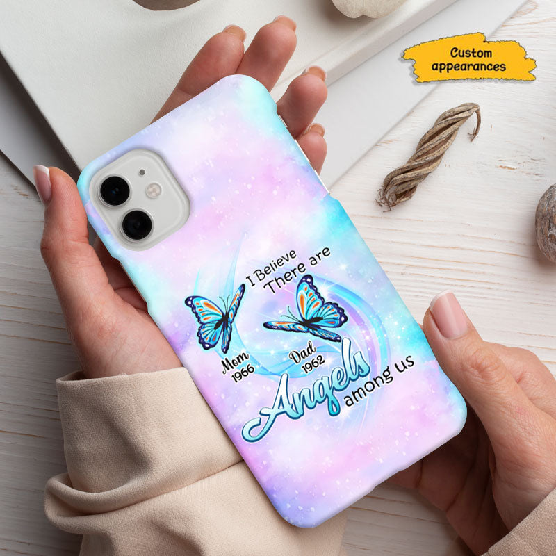 Butterflies I Believe There Are Angels Among Us Memorial Personalized Phone Case - mockup 4 of 6