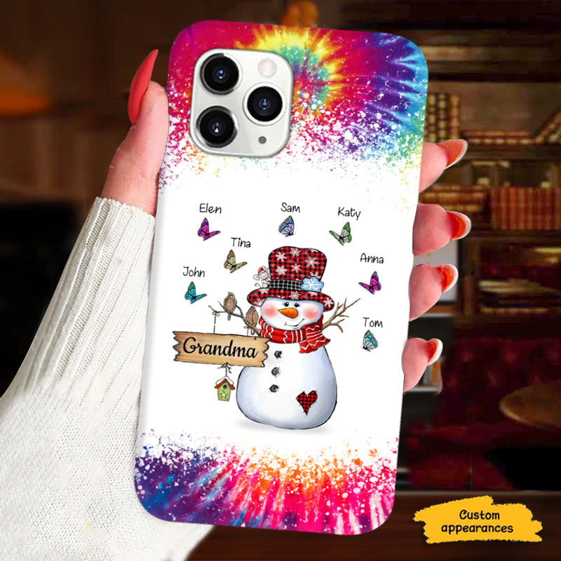 Christmas Snowman Butterflies Glitter Grandma Personalized Phone Case - mockup 7 of 8