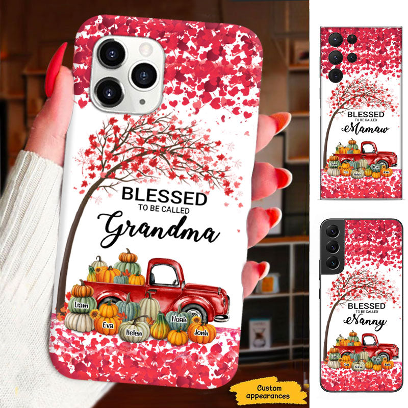 Fall Tree Pumpkin Truck Blessed To Be Called Grandma Personalized Phone Case - mockup 7 of 7