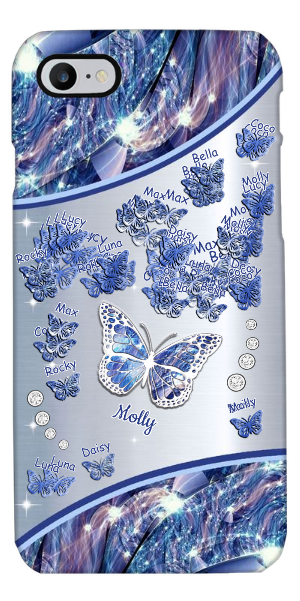 Blue Butterflies Grandma Kids Names Personalized Phone Case