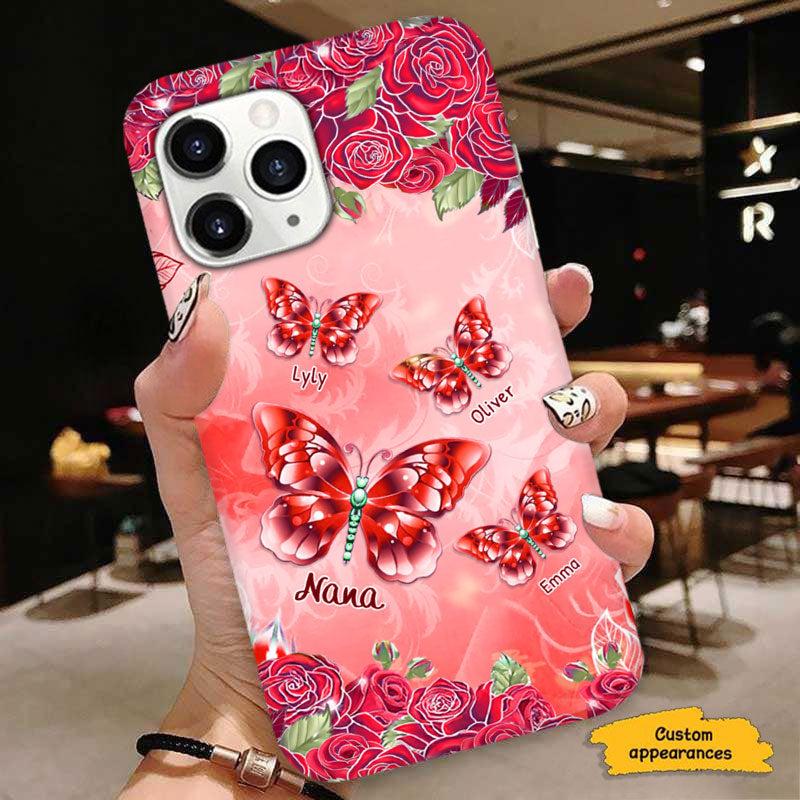 Golden Butterflies Roses Grandma Personalized Phone Case - mockup 1 of 6