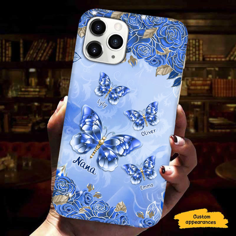 Golden Butterflies Roses Grandma Personalized Phone Case - mockup 2 of 6