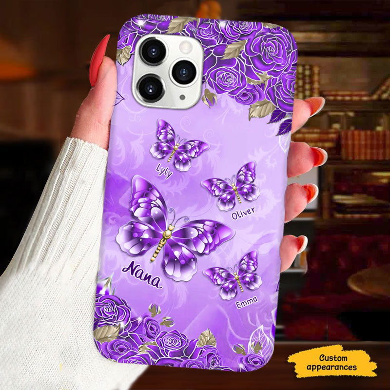Golden Butterflies Roses Grandma Personalized Phone Case - mockup 3 of 6