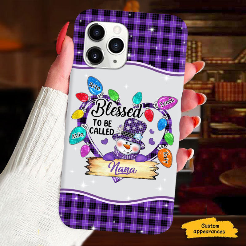I Love Being Grandma Snowman Christmas Lights Heart Personalized Phone Case - mockup 3 of 6