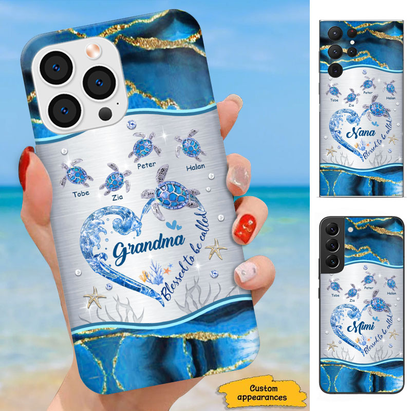 Turtle Heart Blessed To Be Called Grandma Personalized Phone Case - Drive mockup HP11MAR24HL02