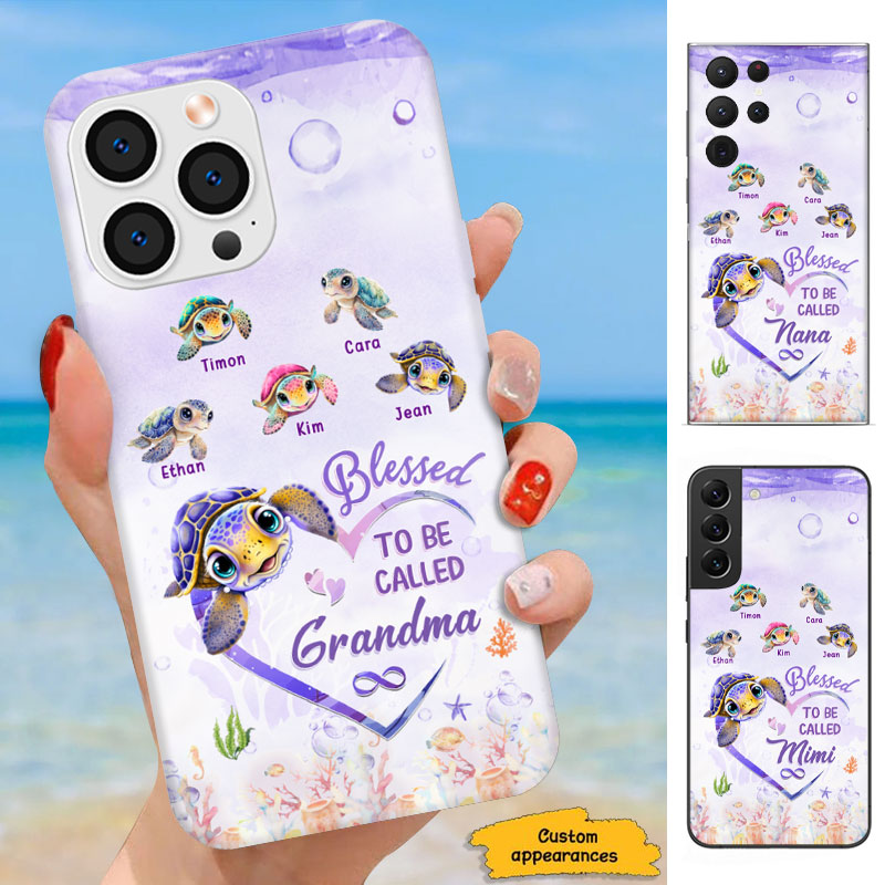 Cute Sea Turtle Heart Blessed To Be Called Grandma Personalized Phone Case - Drive mockup HP13MAR24HL03
