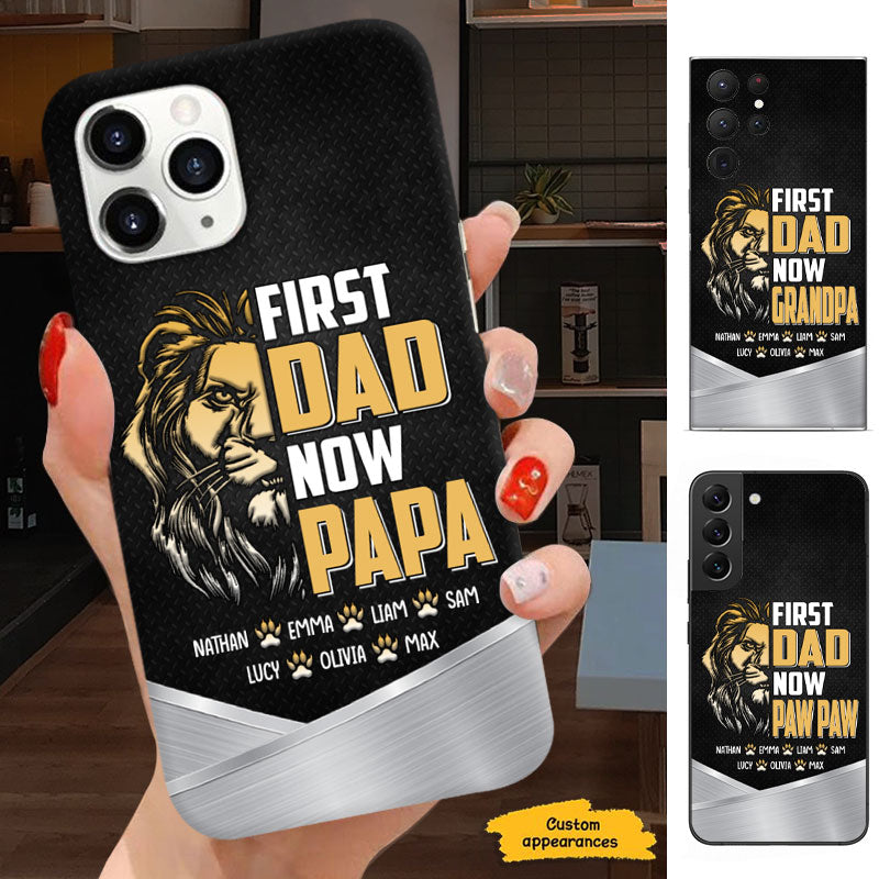 Lion First Dad Now Grandpa Personalized Phone Case - Drive mockup HP28MAR24HL02
