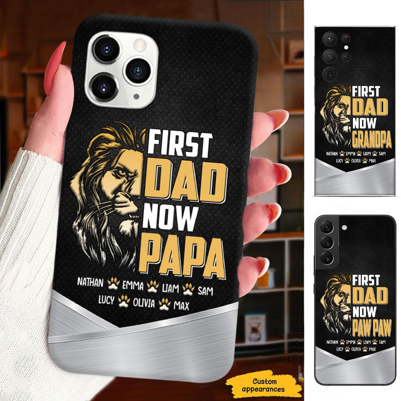 Lion First Dad Now Grandpa Personalized Phone Case - Drive mockup HP28MAR24HL02