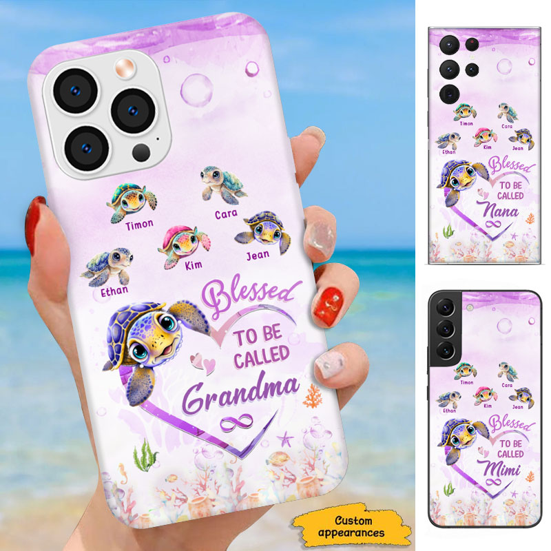 Cute Sea Turtle Heart Blessed To Be Called Grandma Personalized Phone Case - Drive mockup HP13MAR24HL03