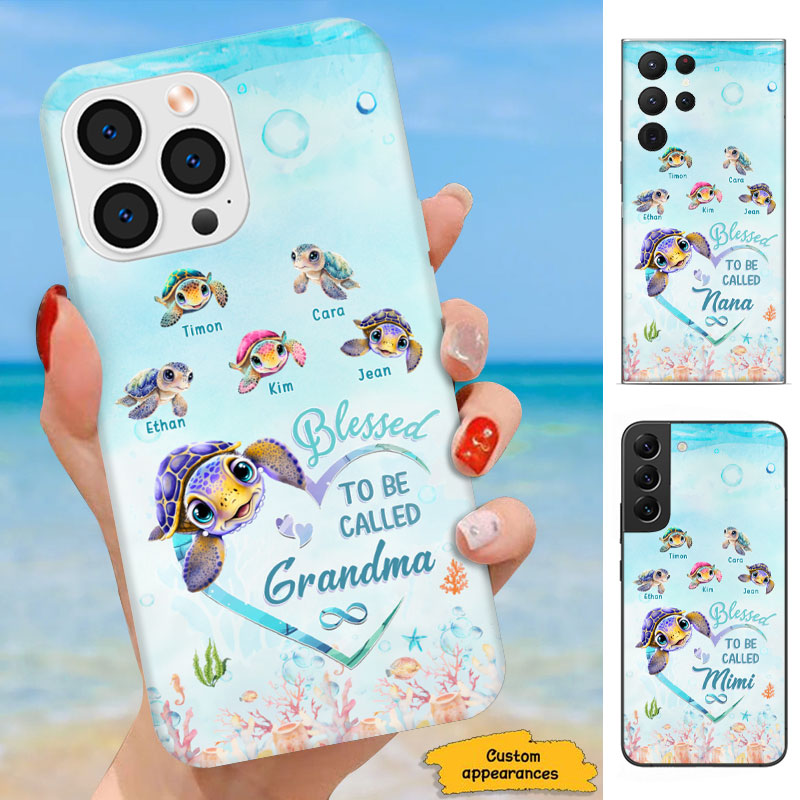 Cute Sea Turtle Heart Blessed To Be Called Grandma Personalized Phone Case - Drive mockup HP13MAR24HL03