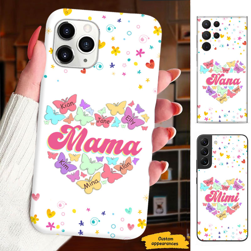 Butterfly Heart Grandma Nana Mimi Gigi Personalized Phone Case