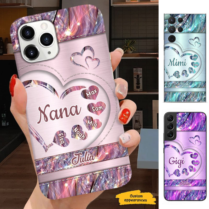 Pink Hologram Heart Grandma Personalized Phone Case - Drive mockup HP28OCT24HL06