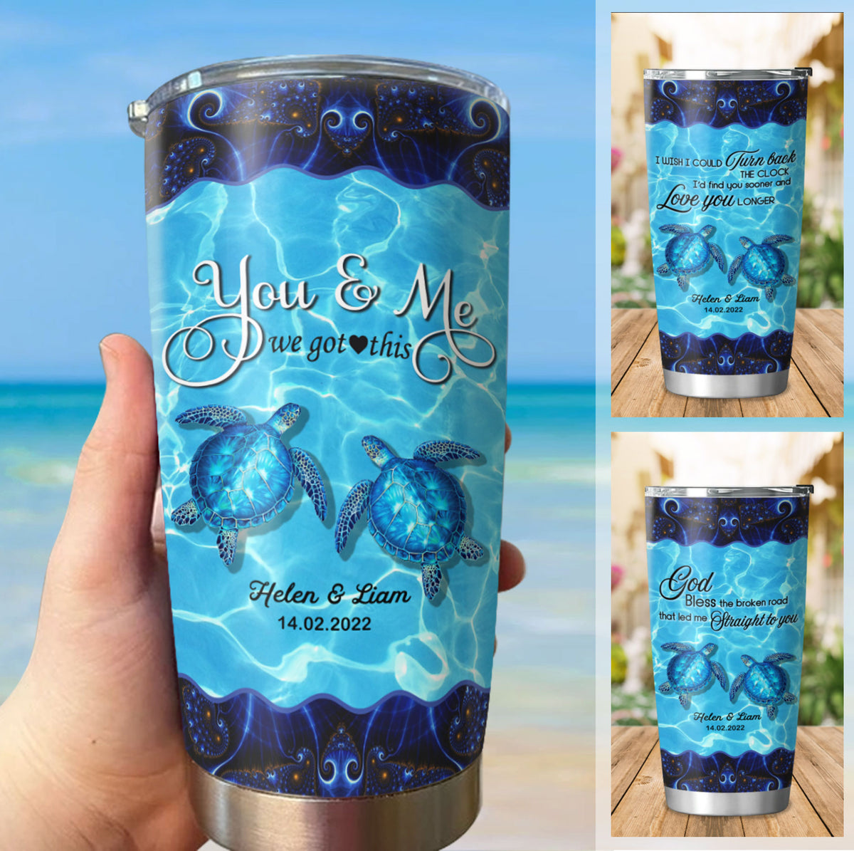 Sea Turtles Couple You And Me Personalized Tumbler