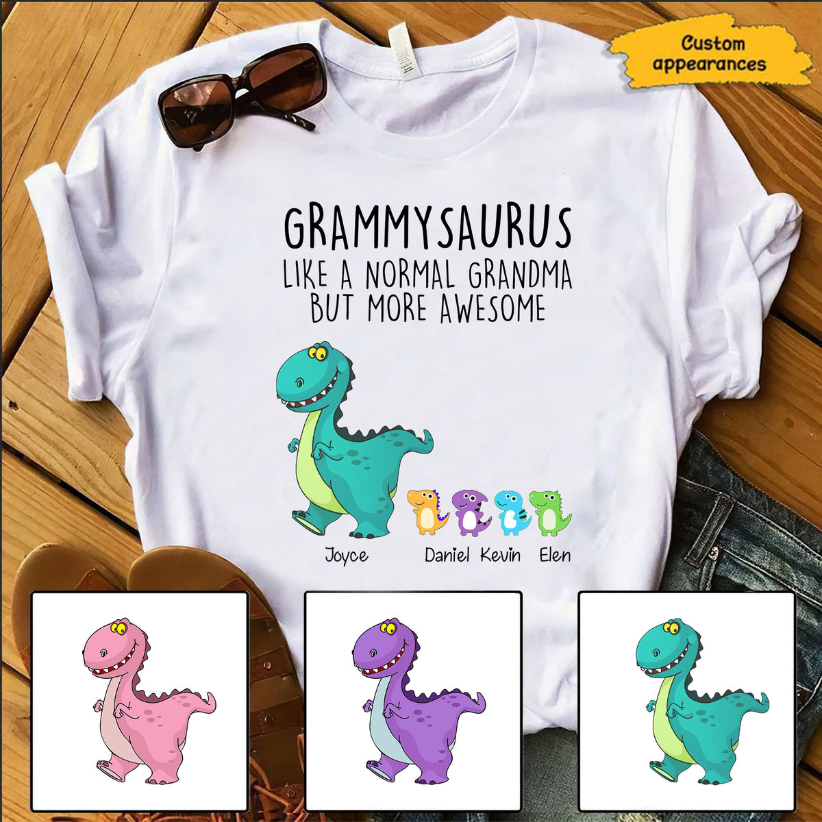 Grammysaurus Like A Normal Grandma But More Awesome Personalized Shirt