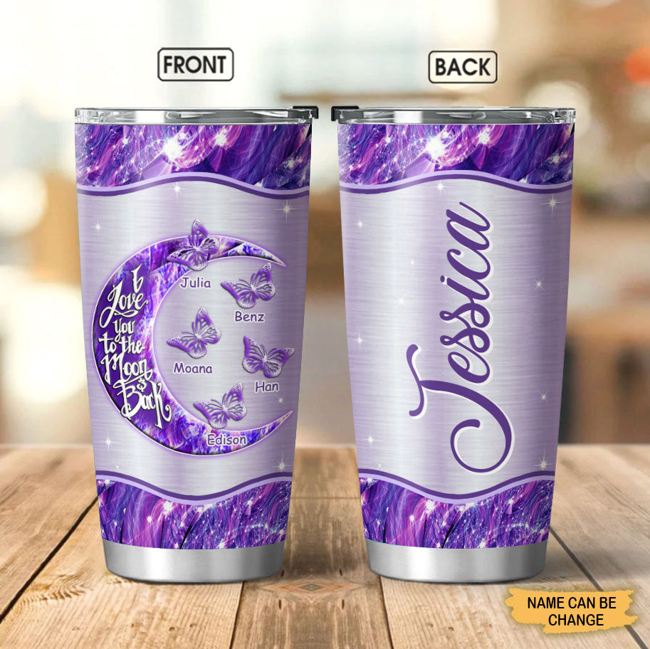 Butterfly I love you moon and back Grandma Nana Mommy Personalized Tumbler SC01112 - Drive mockup HP20SEP22HL01