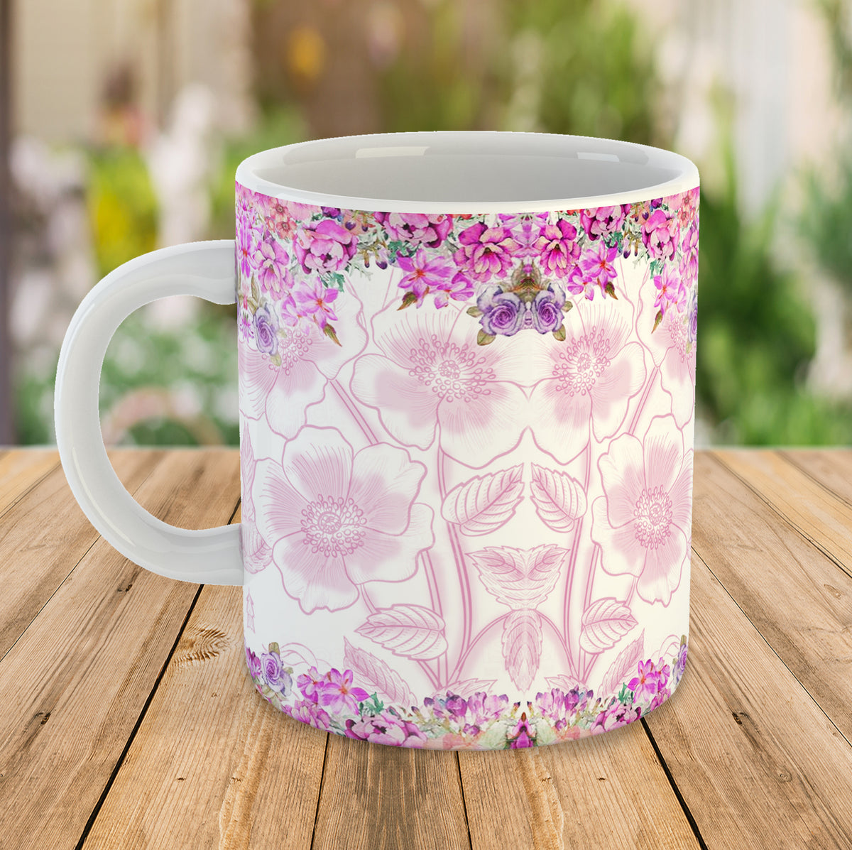 Pink Butterflies Grandma with Grandkids Personalized Mug