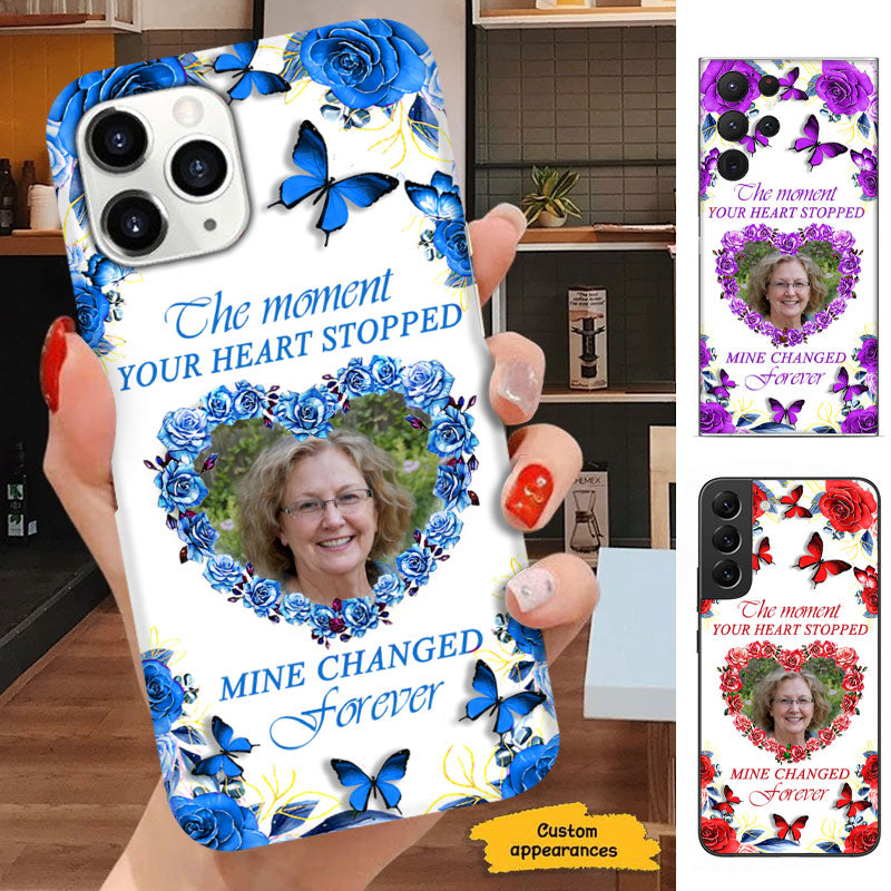 The Moment Your Heart Stopped Mine Changed Forever Photo Personalized Phone Case | backup media hiện tại + receipt + rollback như FIX-REQ trước. 0 ghi khác (release/SKU giữ nguyên).