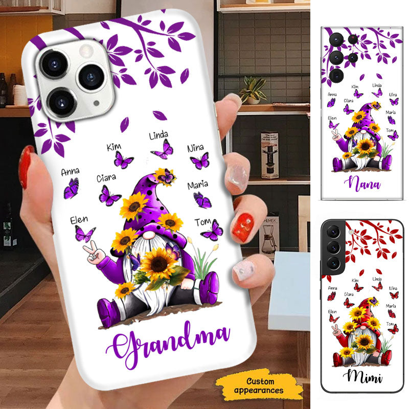 Grandma Gnome Sunflower Purple Butterflies Personalized Phone Case | backup media hiện tại + receipt + rollback như FIX-REQ trước. 0 ghi khác (release/SKU giữ nguyên).