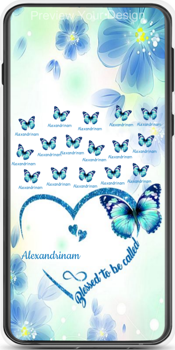 Blue Butterfly Heart Blessed To Be Called Grandma Personalized Phone Case
