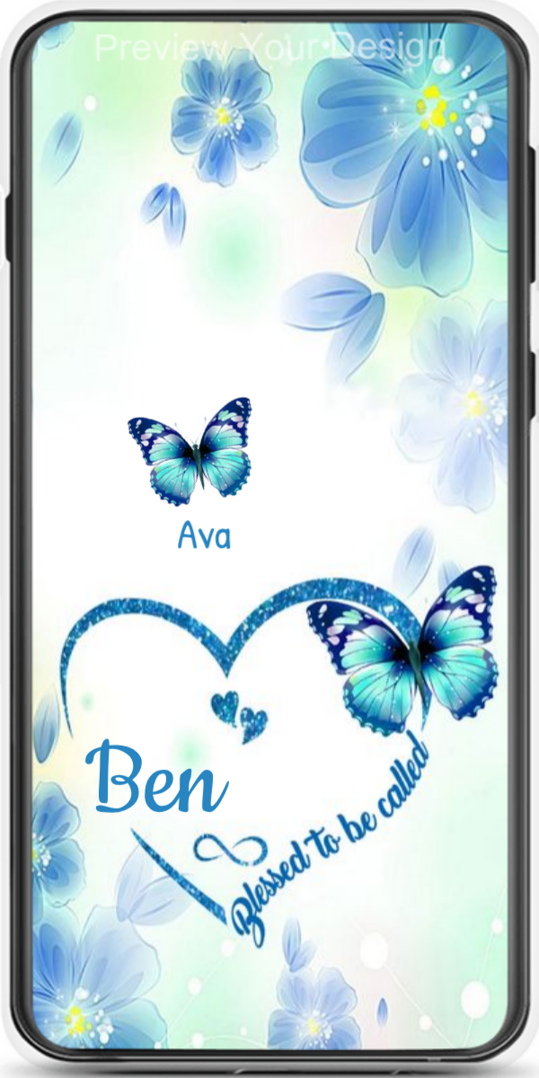 Blue Butterfly Heart Blessed To Be Called Grandma Personalized Phone Case