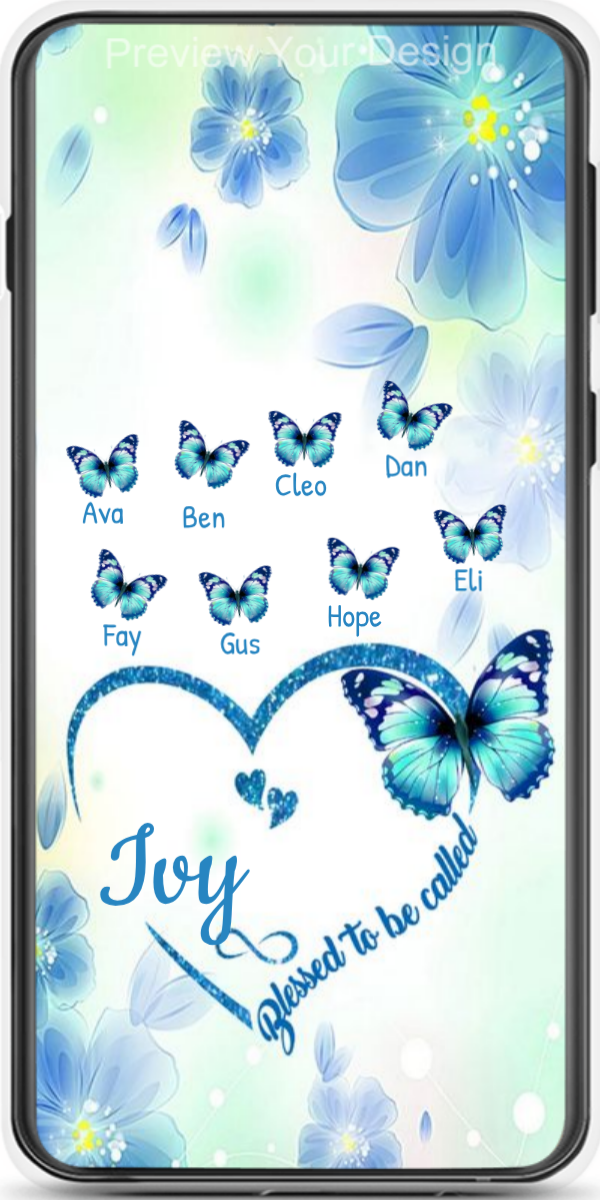Blue Butterfly Heart Blessed To Be Called Grandma Personalized Phone Case