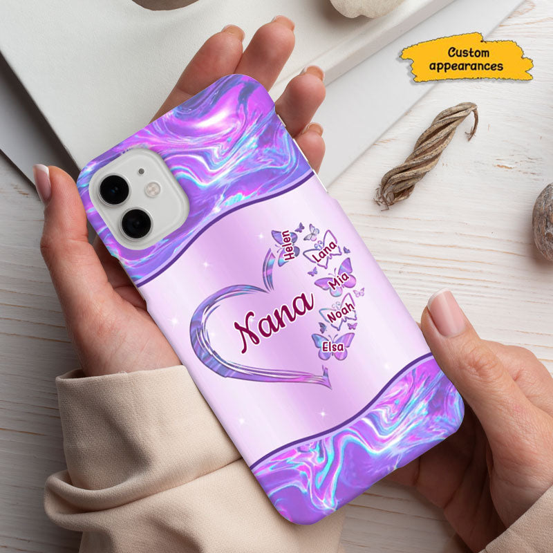 Purple Marble Butterflies Heart Grandma Personalized Phone Case - mockup 2 of 6