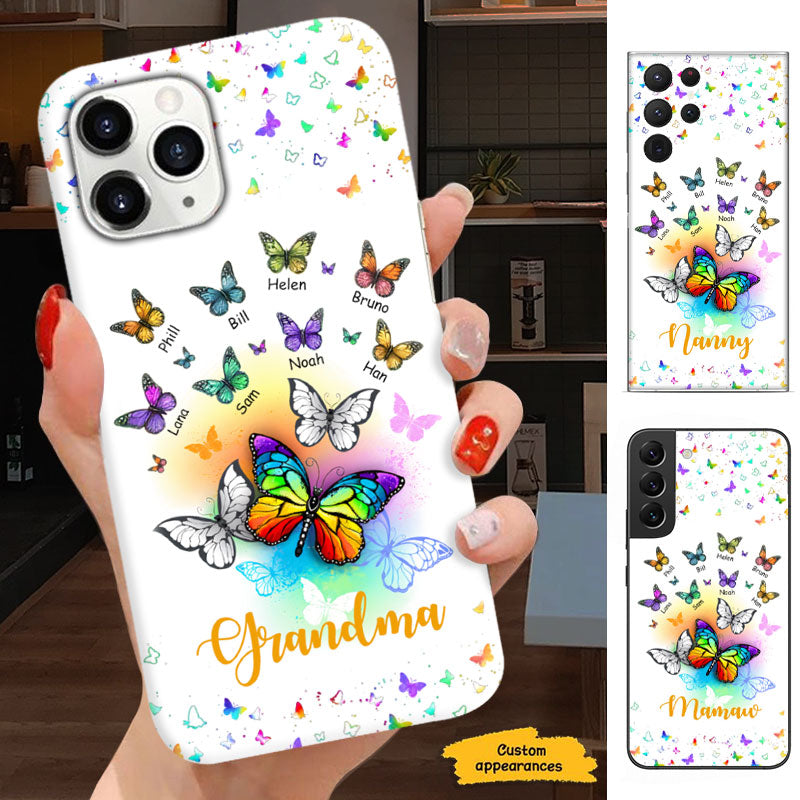 Rainbow Butterflies Grandma Personalized Phone Case - mockup 1 of 5