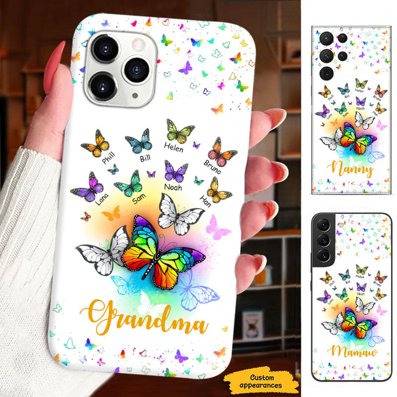 Rainbow Butterflies Grandma Personalized Phone Case - mockup 2 of 5