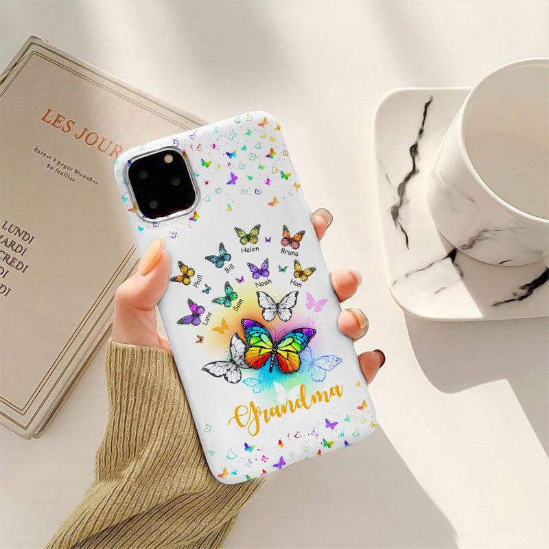 Rainbow Butterflies Grandma Personalized Phone Case - mockup 3 of 5