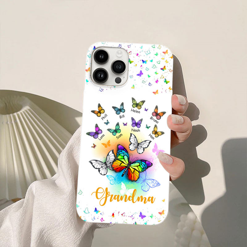 Rainbow Butterflies Grandma Personalized Phone Case - mockup 4 of 5