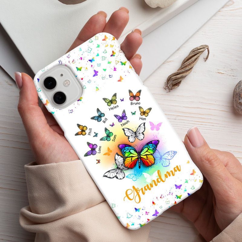 Rainbow Butterflies Grandma Personalized Phone Case - mockup 5 of 5