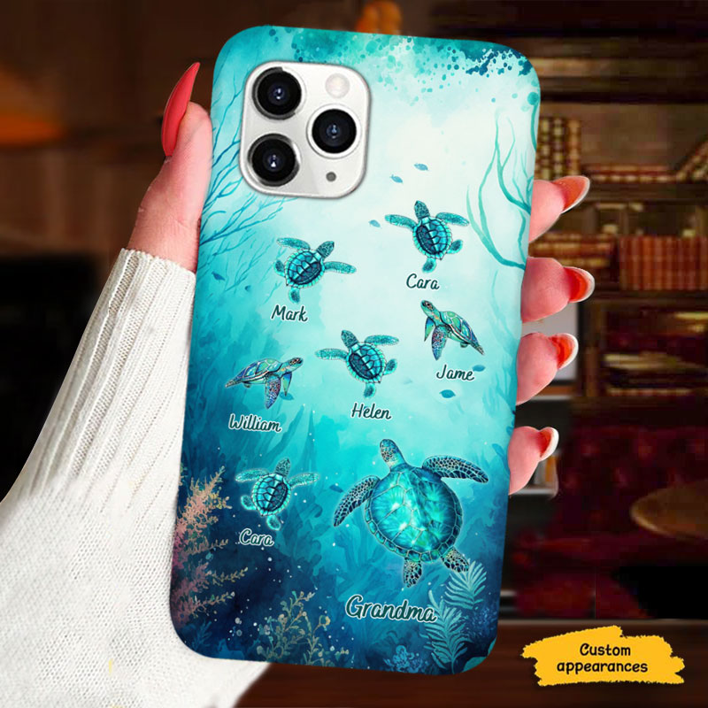 Sea Turtles Ocean Grandma Personalized Phone Case - mockup 1 of 6