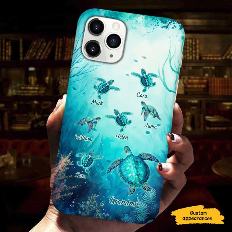 Sea Turtles Ocean Grandma Personalized Phone Case - mockup 2 of 6