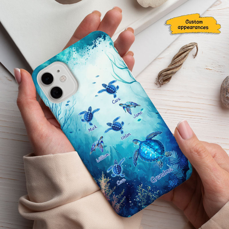 Sea Turtles Ocean Grandma Personalized Phone Case - mockup 4 of 6