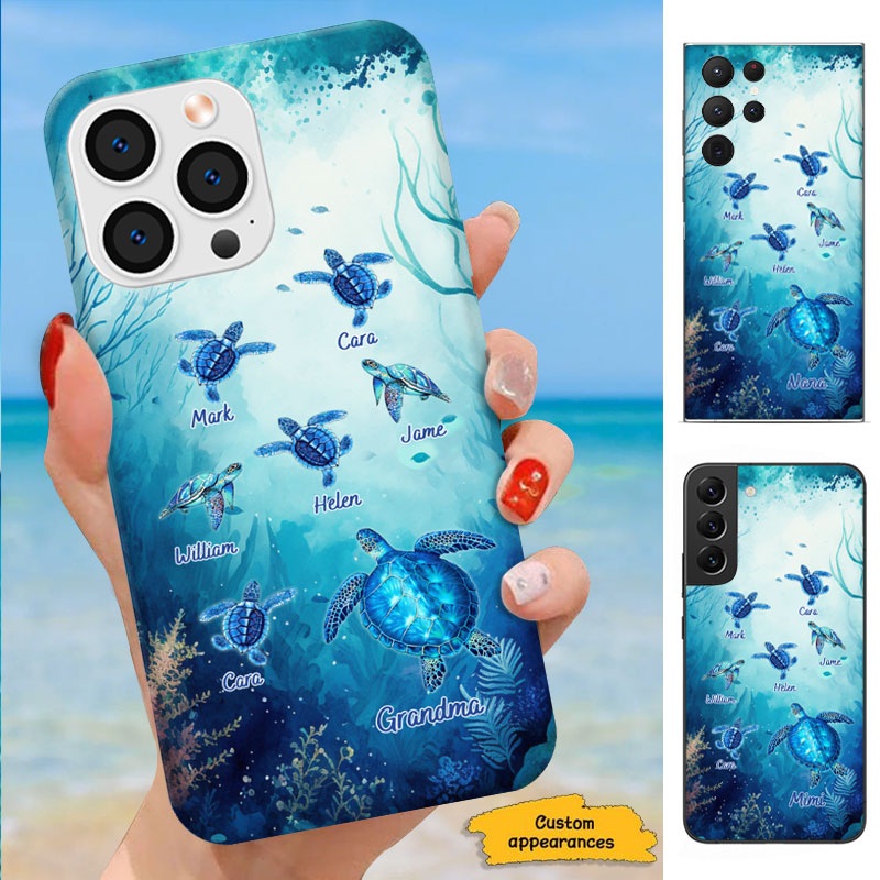 Sea Turtles Ocean Grandma Personalized Phone Case - mockup 6 of 6