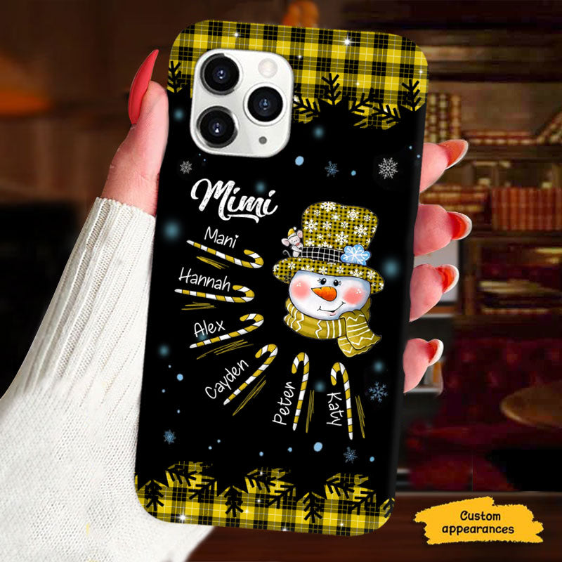 Snowman Candy Cane Plaid Grandma Personalized Phone Case - mockup 2 of 6