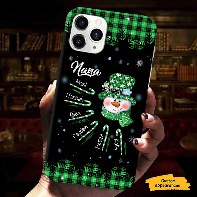 Snowman Candy Cane Plaid Grandma Personalized Phone Case - mockup 3 of 6