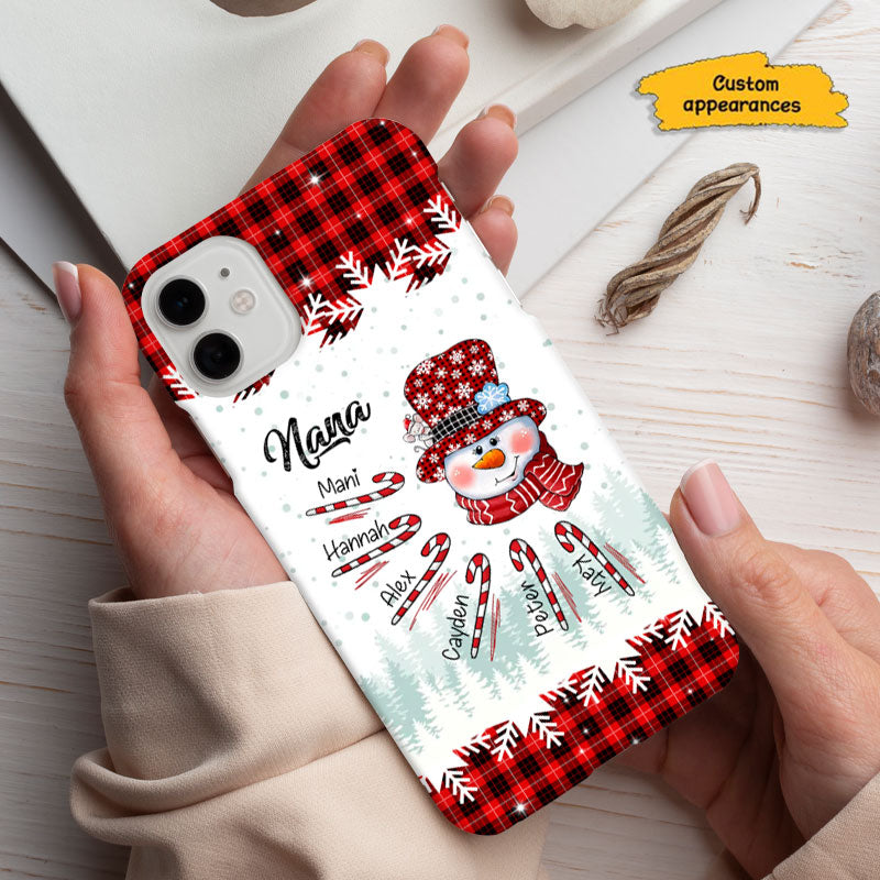 Snowman Candy Cane Plaid Grandma Personalized Phone Case - mockup 6 of 6